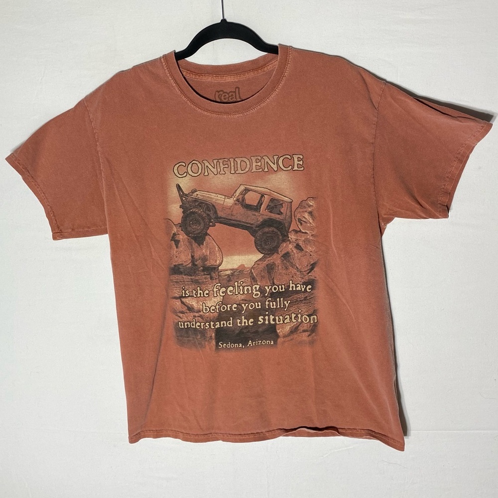 Vintage Real Dirt Rust Orange Sedona Arizona Jeep Confidence Graphic T Shirt L